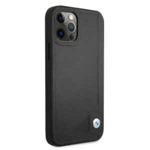 BMW BMHCP12MRCDPK Apple iPhone 12 / 12 Pro 6,1" juodos spalvos kietas dėklas Leather Deboss - Image 4