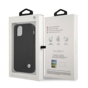 BMW BMHCP12MRCDPK Apple iPhone 12 / 12 Pro 6,1" juodos spalvos kietas dėklas Leather Deboss - Image 8