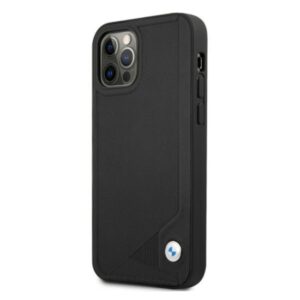 BMW BMHCP12LRCDPK Apple iPhone 12 Pro Max 6,7" juodos spalvos kietas dėklas Leather Deboss - Image 2