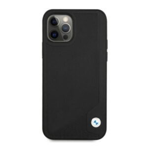BMW BMHCP12LRCDPK Apple iPhone 12 Pro Max 6,7" juodos spalvos kietas dėklas Leather Deboss - Image 3