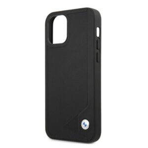 BMW BMHCP12LRCDPK Apple iPhone 12 Pro Max 6,7" juodos spalvos kietas dėklas Leather Deboss - Image 6