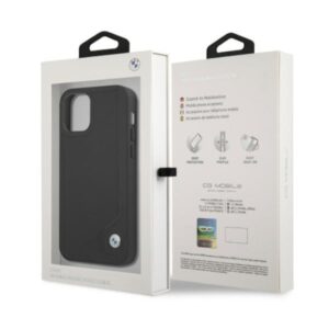 BMW BMHCP12LRCDPK Apple iPhone 12 Pro Max 6,7" juodos spalvos kietas dėklas Leather Deboss - Image 8