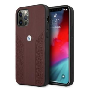 BMW BMHCP12MRSPPR Apple iPhone 12 / 12 Pro 6,1" red kietas dėklas Leather Curve Perforate - Image 1