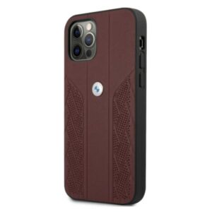 BMW BMHCP12MRSPPR Apple iPhone 12 / 12 Pro 6,1" red kietas dėklas Leather Curve Perforate - Image 2