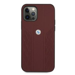 BMW BMHCP12MRSPPR Apple iPhone 12 / 12 Pro 6,1" red kietas dėklas Leather Curve Perforate - Image 3