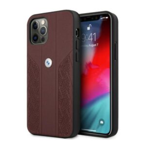 BMW BMHCP12LRSPPR Apple iPhone 12 Pro Max 6,7" red kietas dėklas Leather Curve Perforate