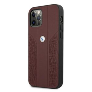 BMW BMHCP12LRSPPR Apple iPhone 12 Pro Max 6,7" red kietas dėklas Leather Curve Perforate - Image 2