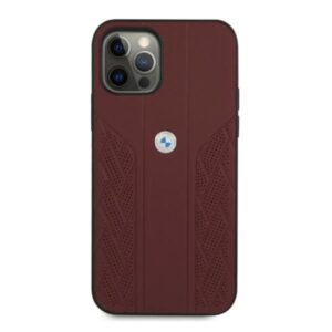 BMW BMHCP12LRSPPR Apple iPhone 12 Pro Max 6,7" red kietas dėklas Leather Curve Perforate - Image 3