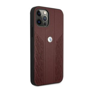 BMW BMHCP12LRSPPR Apple iPhone 12 Pro Max 6,7" red kietas dėklas Leather Curve Perforate - Image 4