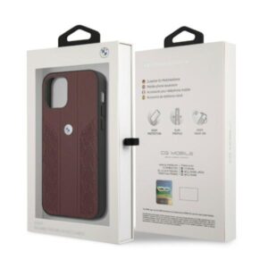 BMW BMHCP12LRSPPR Apple iPhone 12 Pro Max 6,7" red kietas dėklas Leather Curve Perforate - Image 8
