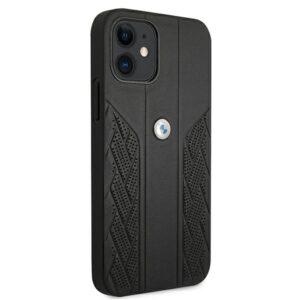 BMW BMHCP12SRSPPK Apple iPhone 12 mini 5,4" juodos spalvos kietas dėklas Leather Curve Perforate - Image 4