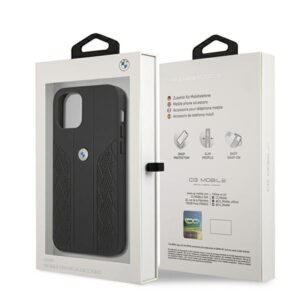 BMW BMHCP12SRSPPK Apple iPhone 12 mini 5,4" juodos spalvos kietas dėklas Leather Curve Perforate - Image 8