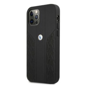 BMW BMHCP12MRSPPK Apple iPhone 12 / 12 Pro 6,1" juodos spalvos kietas dėklas Leather Curve Perforate - Image 2