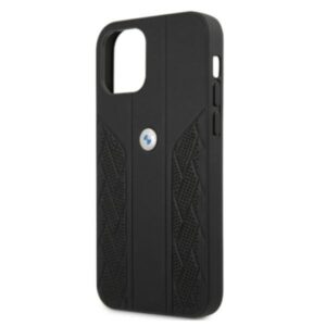 BMW BMHCP12MRSPPK Apple iPhone 12 / 12 Pro 6,1" juodos spalvos kietas dėklas Leather Curve Perforate - Image 6