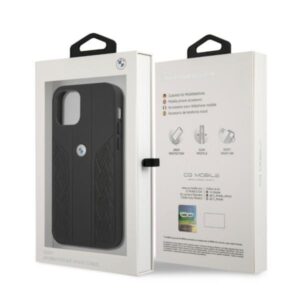 BMW BMHCP12MRSPPK Apple iPhone 12 / 12 Pro 6,1" juodos spalvos kietas dėklas Leather Curve Perforate - Image 8