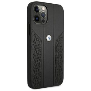 BMW BMHCP12LRSPPK Apple iPhone 12 Pro Max 6,7" juodos spalvos kietas dėklas Leather Curve Perforate - Image 4