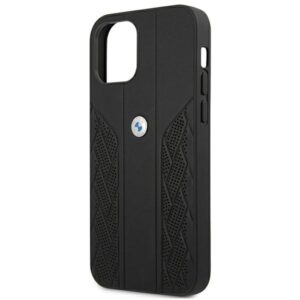 BMW BMHCP12LRSPPK Apple iPhone 12 Pro Max 6,7" juodos spalvos kietas dėklas Leather Curve Perforate - Image 6