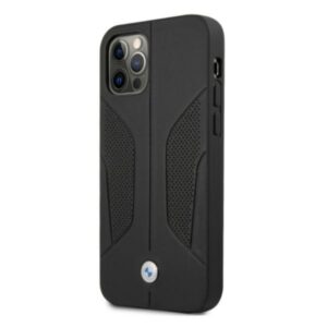 BMW BMHCP12MRSCSK Apple iPhone 12 / 12 Pro 6,1" juodos spalvos kietas dėklas Leather Perforate Sides - Image 2