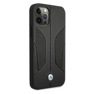 BMW BMHCP12MRSCSK Apple iPhone 12 / 12 Pro 6,1" juodos spalvos kietas dėklas Leather Perforate Sides - Image 4
