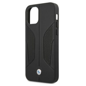 BMW BMHCP12MRSCSK Apple iPhone 12 / 12 Pro 6,1" juodos spalvos kietas dėklas Leather Perforate Sides - Image 6