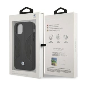 BMW BMHCP12MRSCSK Apple iPhone 12 / 12 Pro 6,1" juodos spalvos kietas dėklas Leather Perforate Sides - Image 8