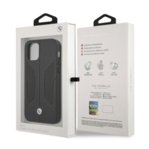 BMW BMHCP12LRSCSK Apple iPhone 12 Pro Max 6,7" juodos spalvos kietas dėklas Leather Perforate Sides - Image 8
