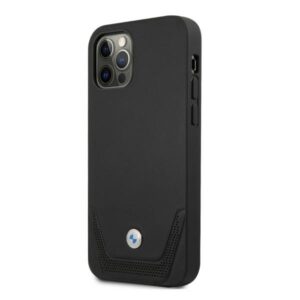 BMW BMHCP12MRSWPK Apple iPhone 12 / 12 Pro 6,1" juodos spalvos kietas dėklas Leather Perforate - Image 2
