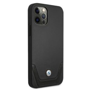 BMW BMHCP12MRSWPK Apple iPhone 12 / 12 Pro 6,1" juodos spalvos kietas dėklas Leather Perforate - Image 4