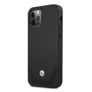 BMW BMHCP12LRSWPK Apple iPhone 12 Pro Max 6,7" juodos spalvos kietas dėklas Leather Perforate - Image 2