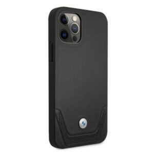 BMW BMHCP12LRSWPK Apple iPhone 12 Pro Max 6,7" juodos spalvos kietas dėklas Leather Perforate - Image 4
