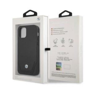 BMW BMHCP12LRSWPK Apple iPhone 12 Pro Max 6,7" juodos spalvos kietas dėklas Leather Perforate - Image 8