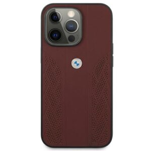 BMW BMHCP13LRSPPR Apple iPhone 13 Pro / 13 6,1" red kietas dėklas Leather Curve Perforate - Image 3