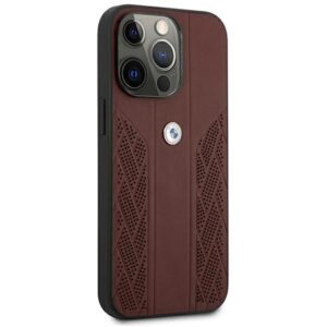 BMW BMHCP13LRSPPR Apple iPhone 13 Pro / 13 6,1" red kietas dėklas Leather Curve Perforate - Image 4
