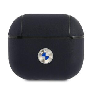 BMW BMA3SSLNA AirPods 3 dėklas navy Geniune Leather sidabro spalvos Logo - Image 1