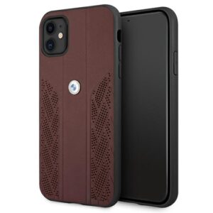 BMW BMHCN61RSPPR Apple iPhone 11 / Xr 6.1" red kietas dėklas Leather Curve Perforate
