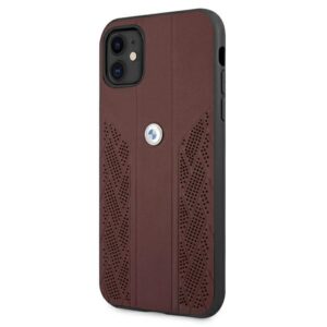 BMW BMHCN61RSPPR Apple iPhone 11 / Xr 6.1" red kietas dėklas Leather Curve Perforate - Image 2