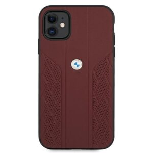 BMW BMHCN61RSPPR Apple iPhone 11 / Xr 6.1" red kietas dėklas Leather Curve Perforate - Image 3