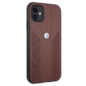 BMW BMHCN61RSPPR Apple iPhone 11 / Xr 6.1" red kietas dėklas Leather Curve Perforate - Image 4
