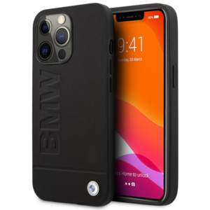 BMW BMHMP14XSLLBK Apple iPhone 14 Pro Max 6,7" juodos spalvos kietas dėklas Signature Logo Imprint Magsafe - Image 1