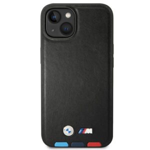 BMW BMHMP14S22PTDK Apple iPhone 14 / 15 / 13 6.1" juodos spalvos Leather Stamp Tricolor Magsafe - Image 3