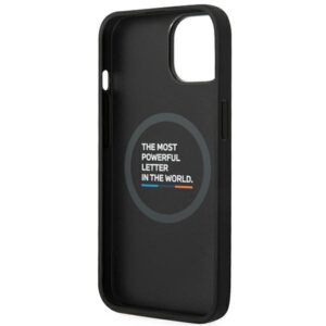 BMW BMHMP14M22PTDK Apple iPhone 14 Plus / 15 Plus 6,7" juodos spalvos Leather Stamp Tricolor Magsafe - Image 7