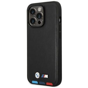 BMW BMHMP14X22PTDK Apple iPhone 14 Pro Max 6,7" juodos spalvos Leather Stamp Tricolor Magsafe - Image 2