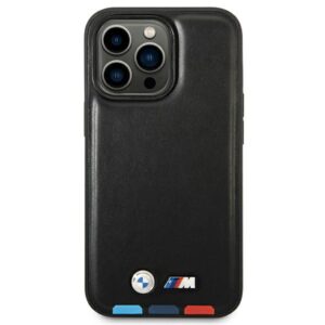 BMW BMHMP14X22PTDK Apple iPhone 14 Pro Max 6,7" juodos spalvos Leather Stamp Tricolor Magsafe - Image 3
