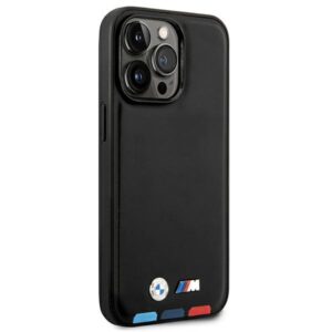 BMW BMHMP14X22PTDK Apple iPhone 14 Pro Max 6,7" juodos spalvos Leather Stamp Tricolor Magsafe - Image 4