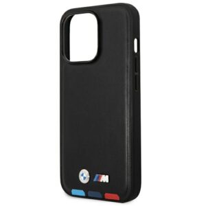 BMW BMHMP14X22PTDK Apple iPhone 14 Pro Max 6,7" juodos spalvos Leather Stamp Tricolor Magsafe - Image 6