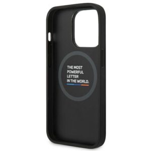 BMW BMHMP14X22PTDK Apple iPhone 14 Pro Max 6,7" juodos spalvos Leather Stamp Tricolor Magsafe - Image 7