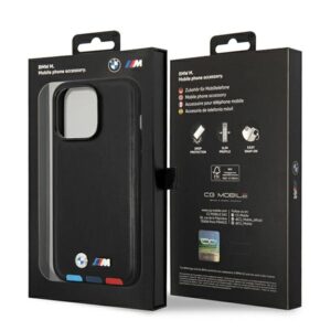 BMW BMHMP14X22PTDK Apple iPhone 14 Pro Max 6,7" juodos spalvos Leather Stamp Tricolor Magsafe - Image 8