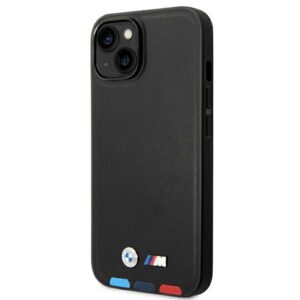 BMW BMHCP14M22PTDK Apple iPhone 14 Plus / 15 Plus 6,7" juodos spalvos Leather Stamp Tricolor - Image 2