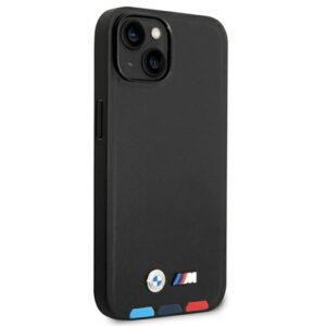 BMW BMHCP14M22PTDK Apple iPhone 14 Plus / 15 Plus 6,7" juodos spalvos Leather Stamp Tricolor - Image 4
