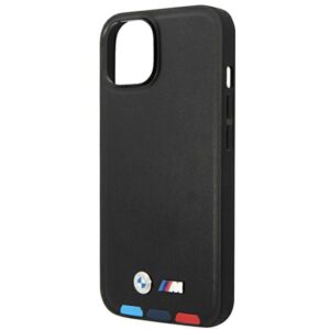 BMW BMHCP14M22PTDK Apple iPhone 14 Plus / 15 Plus 6,7" juodos spalvos Leather Stamp Tricolor - Image 6